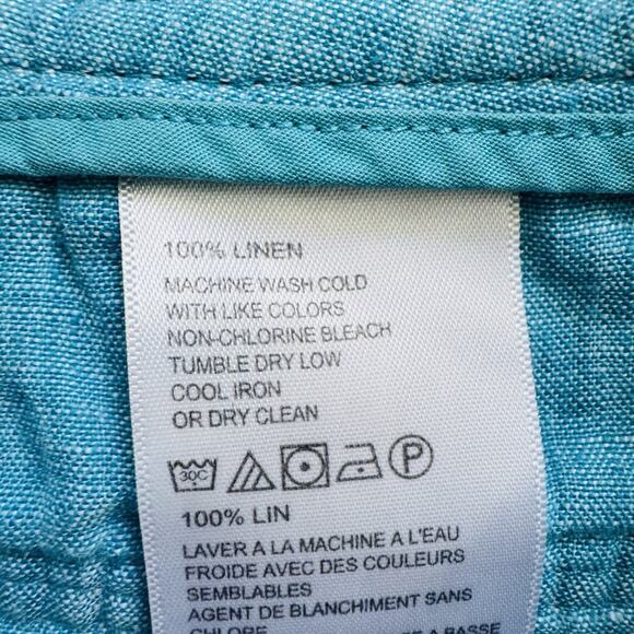 Tommy Bahama 100% Linen Turquoise Wide Leg Pants Waist 32” EUC Coastal Preppy - Picture 4 of 7